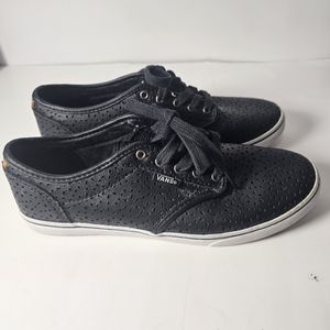 Vans Black Size 7 Womens Perforated Leather Sneakers Shoes